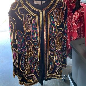 Vintage Sequin Multi-Colored Long Blazer